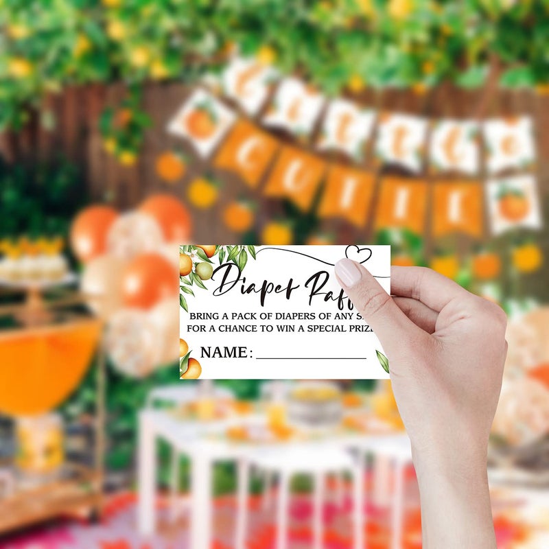 Muruseni Orange Diaper Raffle Sign, Baby Shower Game, Diaper Raffle Kit, Baby Shower Invitation Set -1 Sign and 50 Guessing Cards(1A) - Image 3